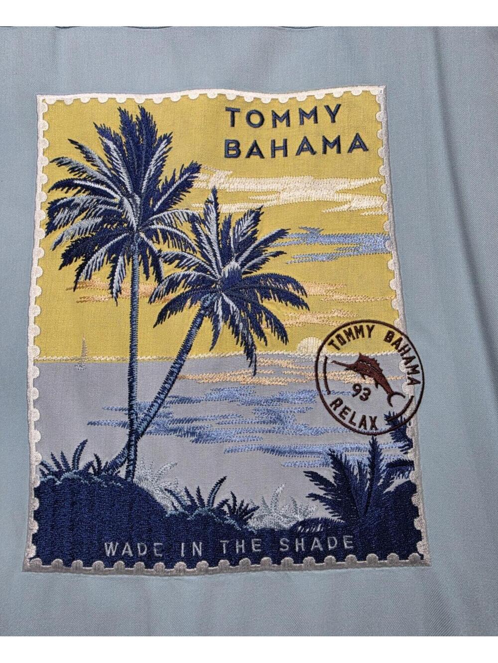 Tommy Bahama Relax Men's 3XL Blue Solid Silk Woven SS Point Collar Button-Up